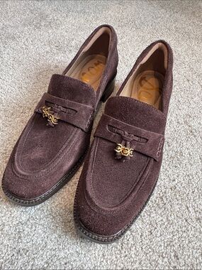 Sam Edelman Brown Suede Women’s Loafers with Gold Accent size 6.5